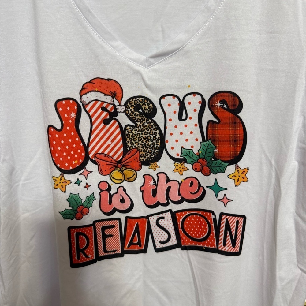 Christmas Women’s Holiday T-shirt Hand Pressed BN - Picture 4 of 4